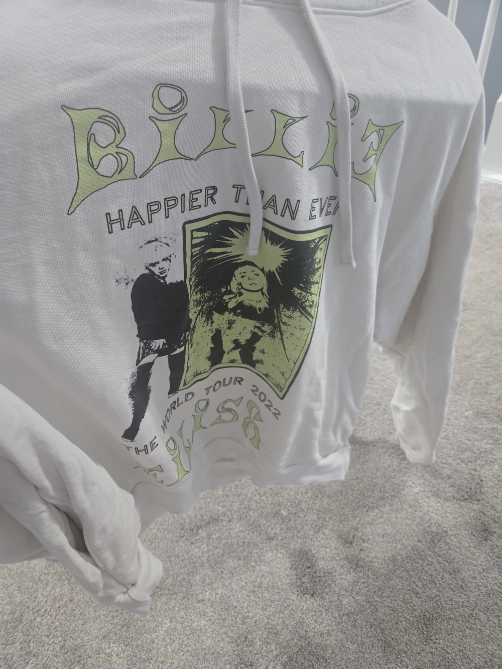 Official Billie Eilish 2022 World Tour Hoodie - XXL - Happier Than Ever Cream